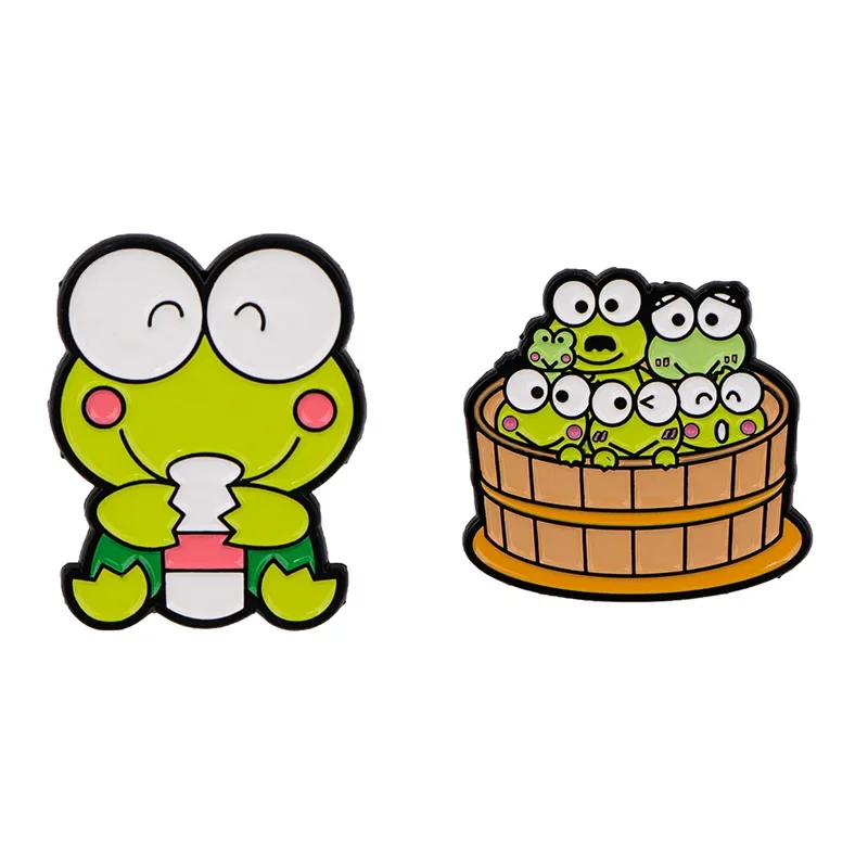 Sanrio Cute Keroppi Frog Brooch Enamel Pins Accessories Gifts for Friends Metal Badges Collection