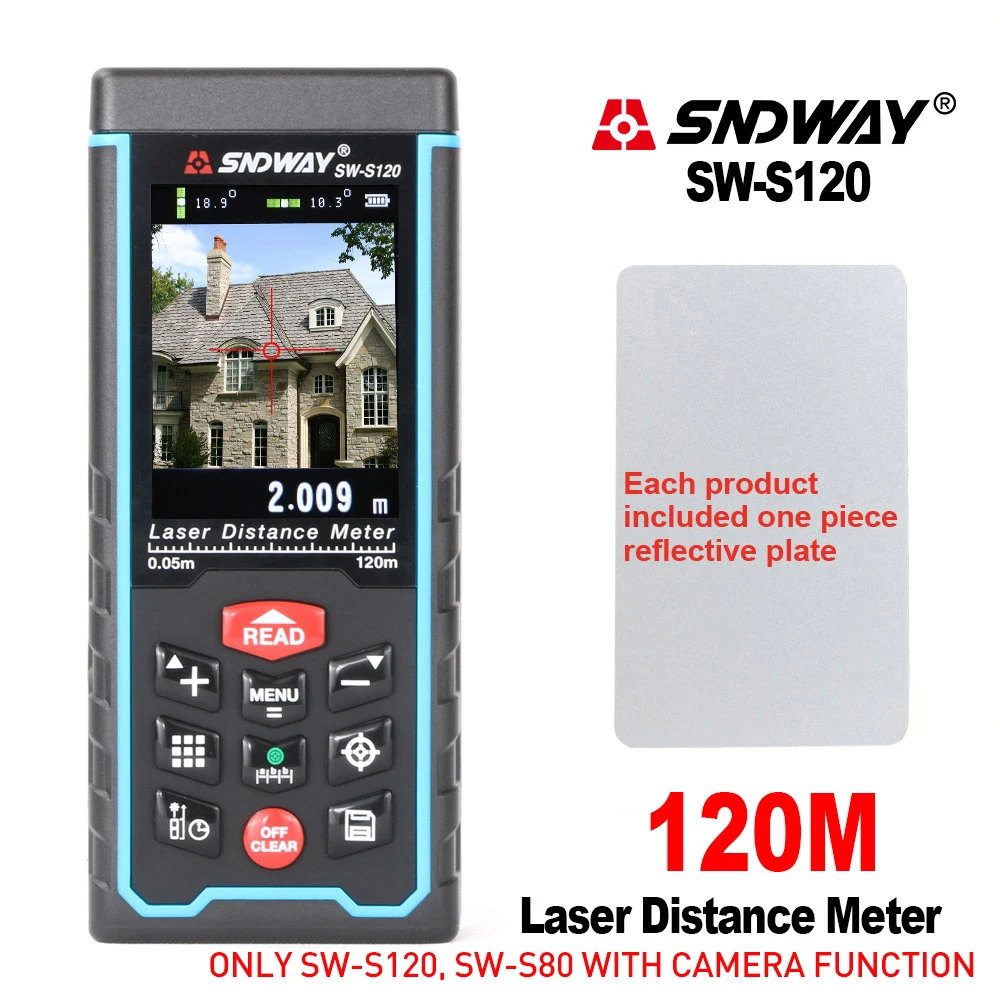 120m Camera Rangefinder SW-S120 High Quality Laser Distance Meter Area Volumn Digital Angle Ruler Measuring Tape SNDWAY Original