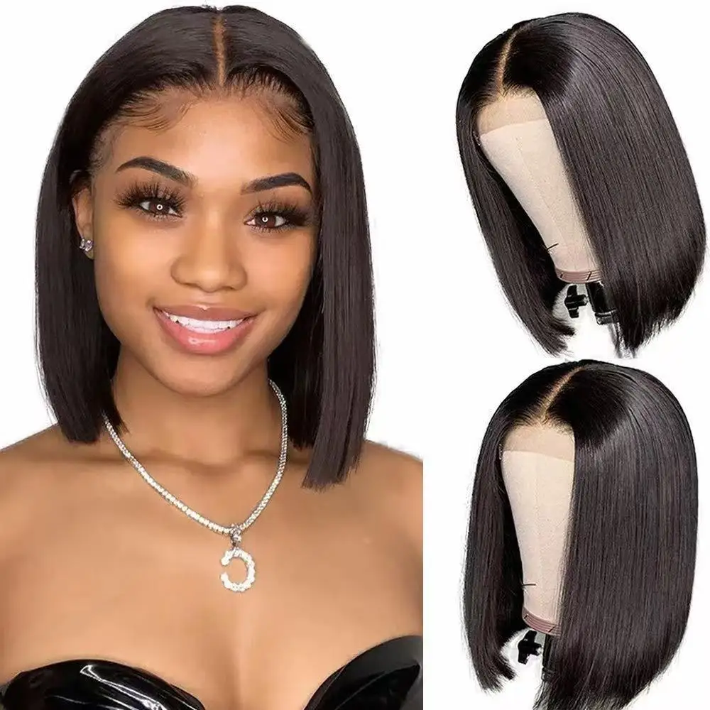 1 piece of European American and Chinese Bobo women's short straight hair wig micro rolled synthetic high-temperature silk