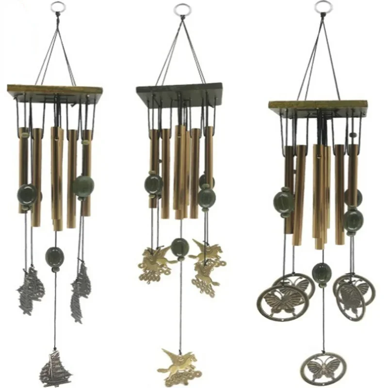 

Bronze wind chimes butterfly metal multi tube large hanging bell household pendant christmas outdoor home decoration accessories