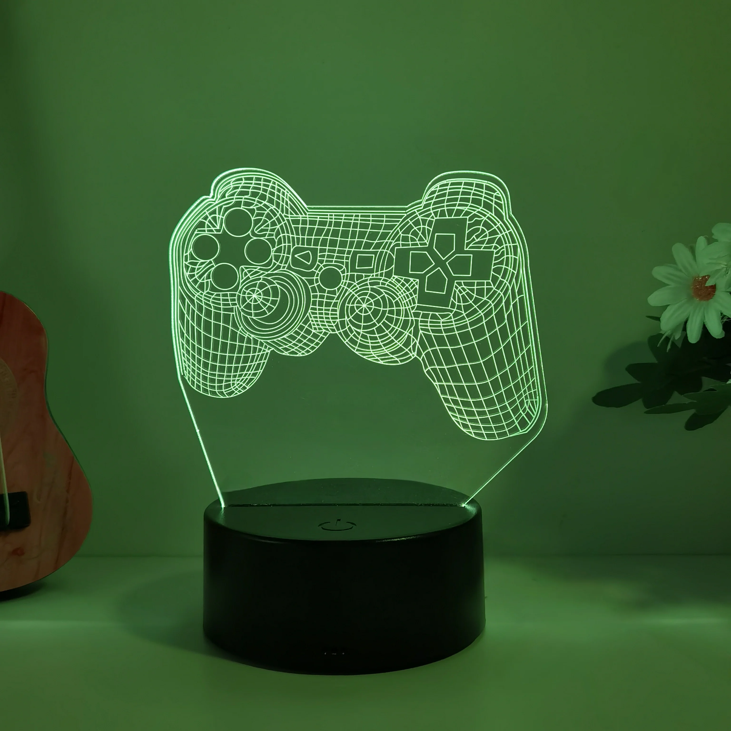 1pcs gamepad 3D night light, USB interface, festive party atmosphere decoration night light, bedroom companion sleeping light.