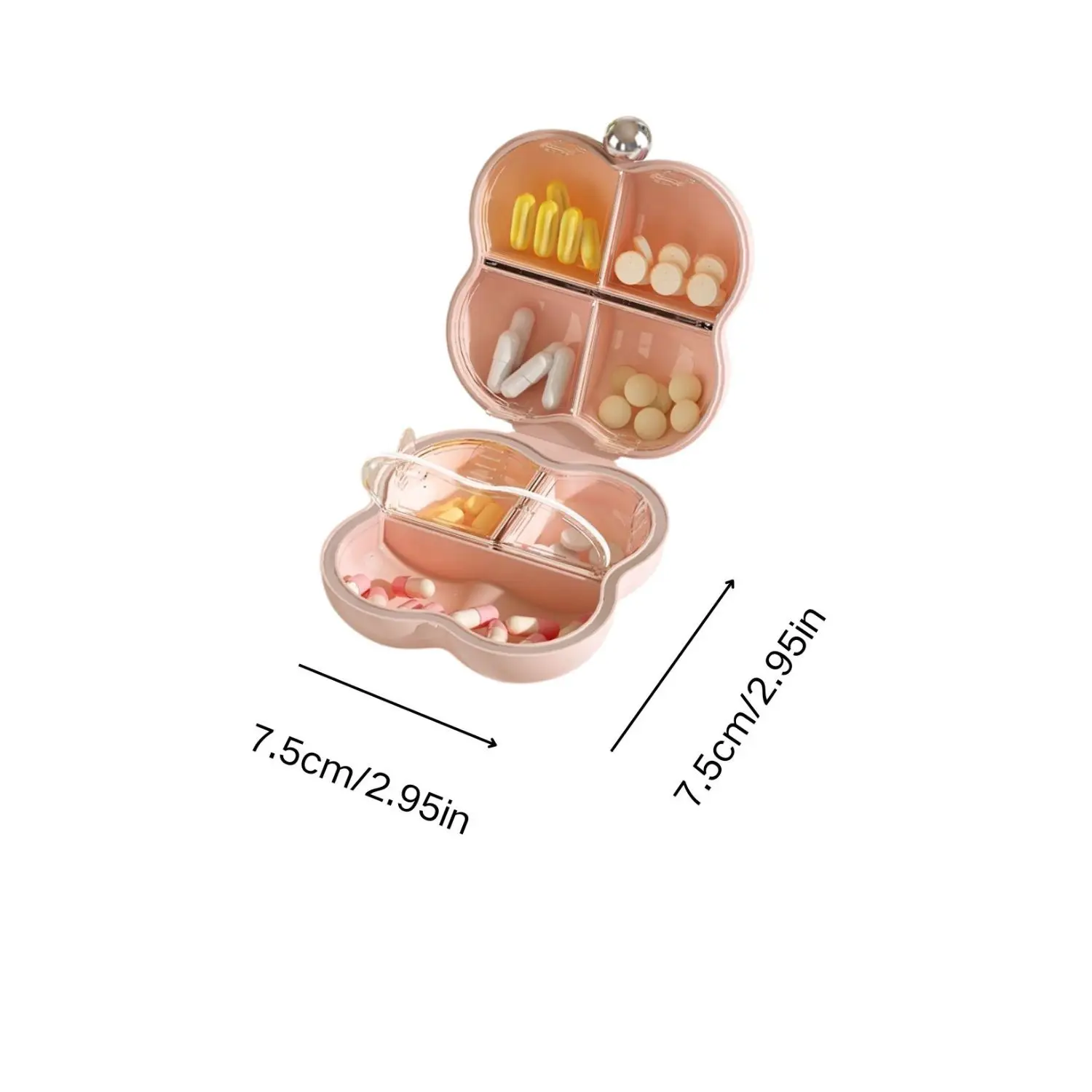 7-Day Portable Flower-Shaped Pill Organizer Compact Medication Divider Box with Individual Compartments for Daily Use