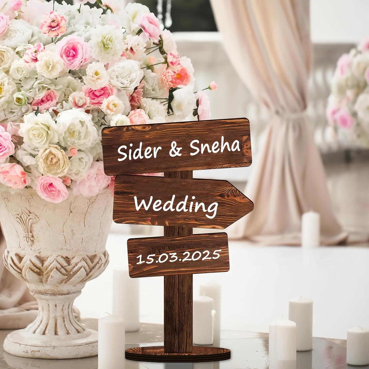 A Set of Personalized Custom Wedding And Birthday Party Directional Signs for Festive Decoration
