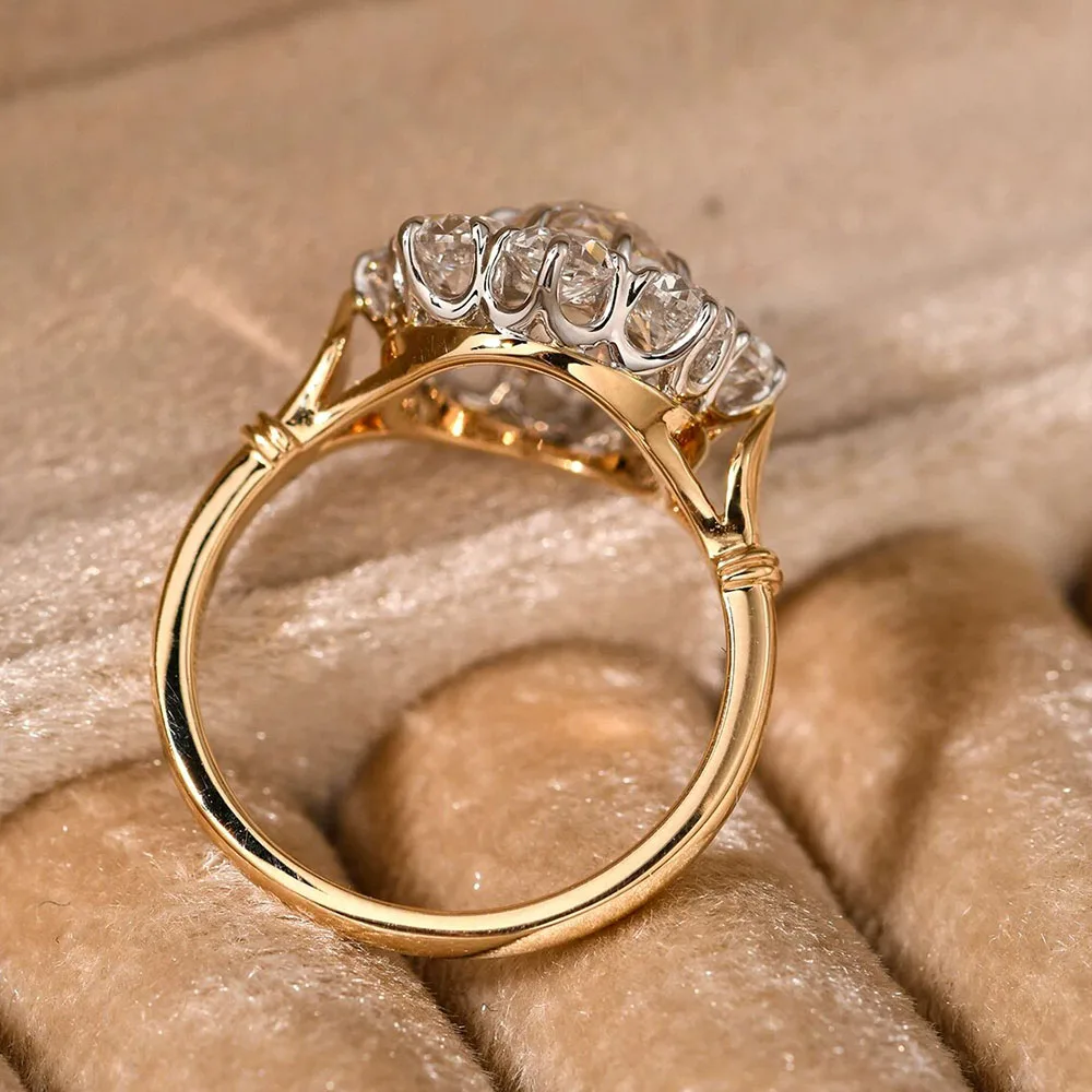 Solid 14K Yellow gold Ring Wedding Band Jewelry  Diamond with IGI Round Shape Lab grown diamond Engagement Rings lady's ring par