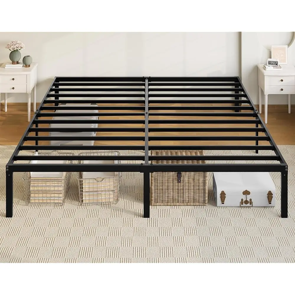 

Каркас кровати Allewie King Size, 14-дюймовая металлическая кровать-платформа с местом для хранения, не требует пружинного блока и проста в сборке, черный цвет.