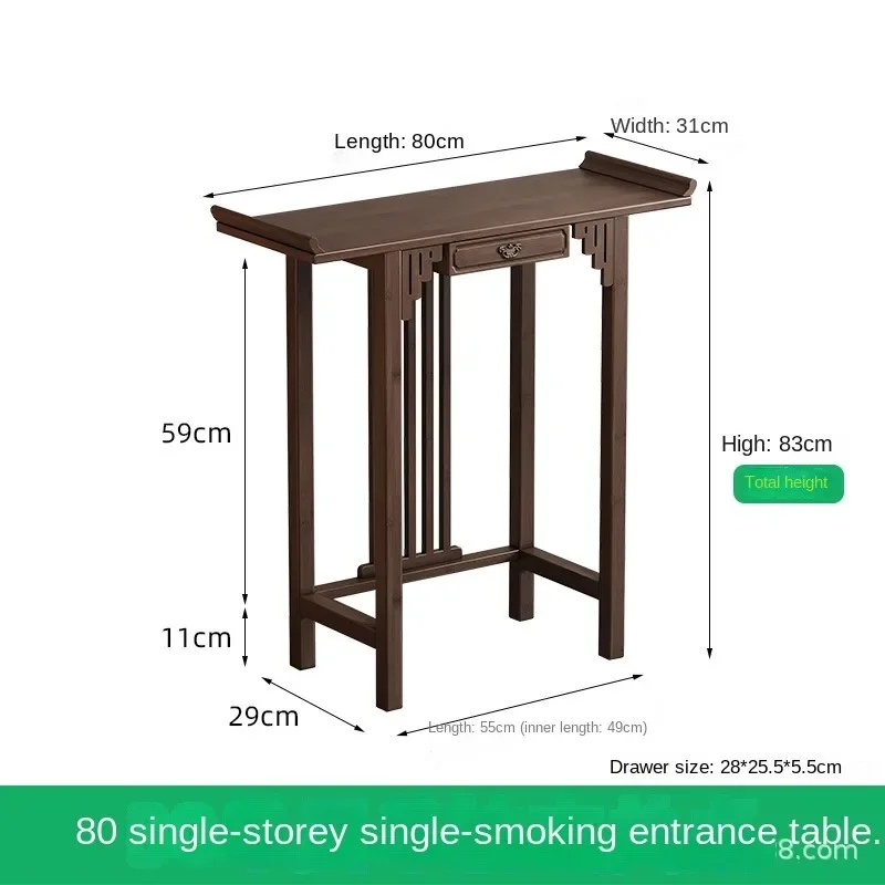 Nieuwe Chinese stijl offertafel voor de God of Wealth, bamboe en massief houten entreekast, moderne woonkamer Boeddhistische nich