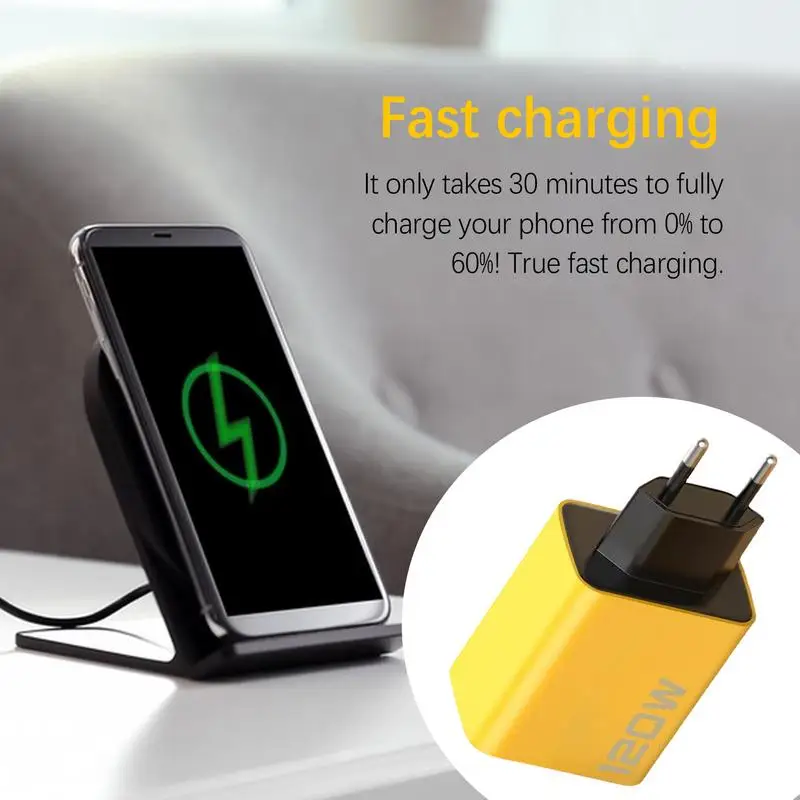 USB Wall Plug Fast Charging Portable 120W Wall Charger Multifunctional Fast Charging Blocks Cell Phone Wall Chargers For Home