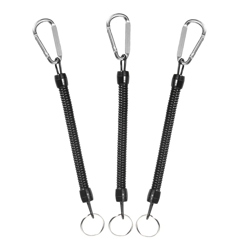 

3pcs Retractable Elastic Rope Keychain For Fishing Camping Hiking Outdoor Waterproof Rust-Proof Spring Tether Plastic Hook