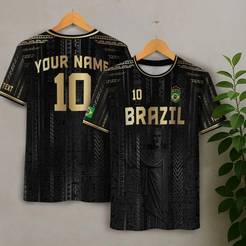 Men's 3D Print Casual T-Shirt, Brazilian Style Crew Neck Short Sleeve, Loose Trendy Tee