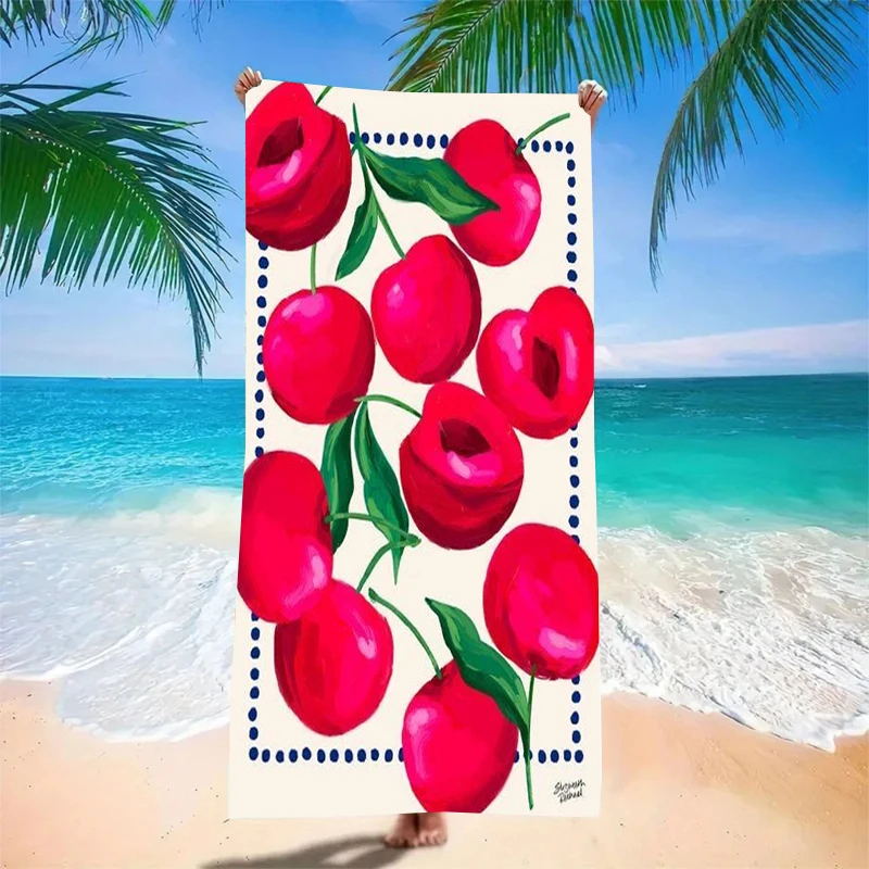 Tropical Sea Turtle Beach Towel Hibiscus Palm Print Oversized Microfiber Quick Dry Sand Free Summer Vacation Pool Hawaii Gift