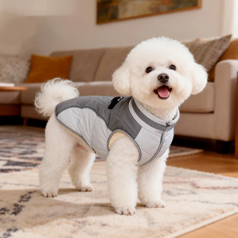 Fleece Pet Cotton Vest for Dogs plush lining pet dog jacket Warm Winter Dog Coat with Reflective Strip for Small to Large Breeds