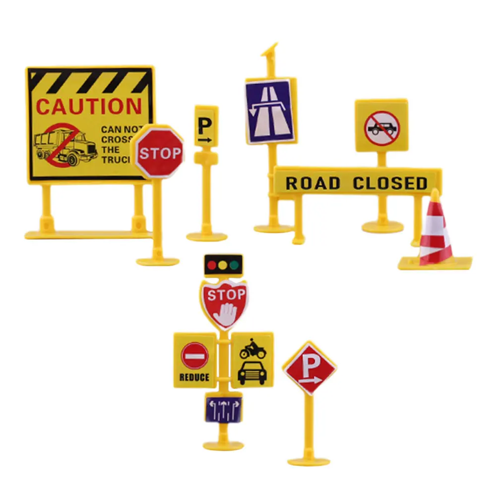 لعبة علامات الطريق المصغرة للأطفال، لعبة تعليمية للأطفال، لعبة التظاهر في الشارع