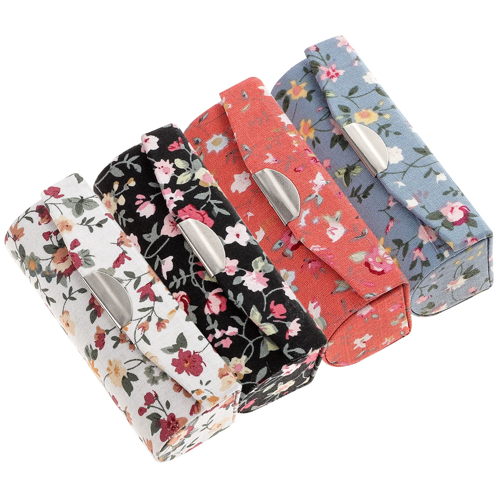 4Pcs Lipstick Case Portable Single Holder with Mirror Compact Lipstick Storage Box Elegant Travel