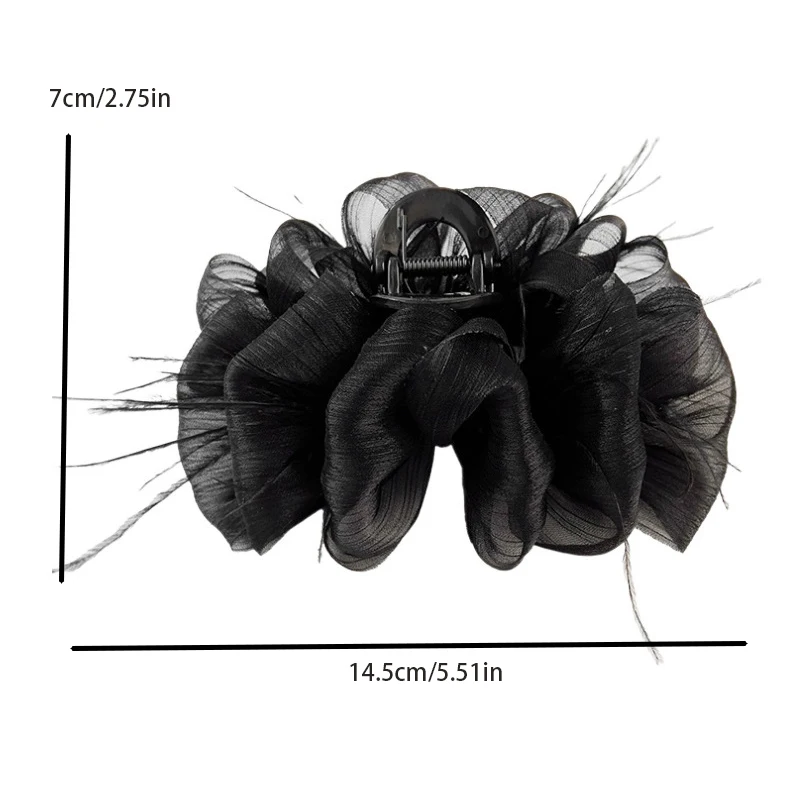 1/2pcs Mesh Bubble Hair Clip for Woman Elegant Temperament Feather Tassel Shark Clip Fashion Girl Ponytail Clip Hair accessories