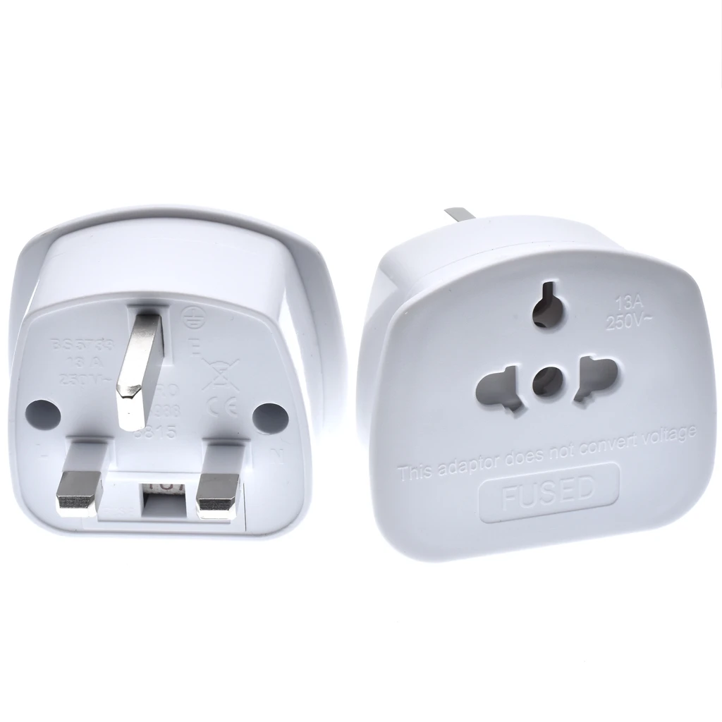 USA Europe Japan to UK England 2 Pin to 3 Pin Travel Tourist Adaptor Plug with 13Amp Fused for visitors