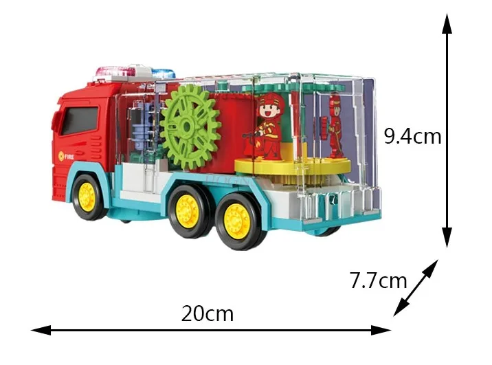 Universal transparent gear fire truck electric children's puzzle simulation lighting music male birthday toy June 1st gift