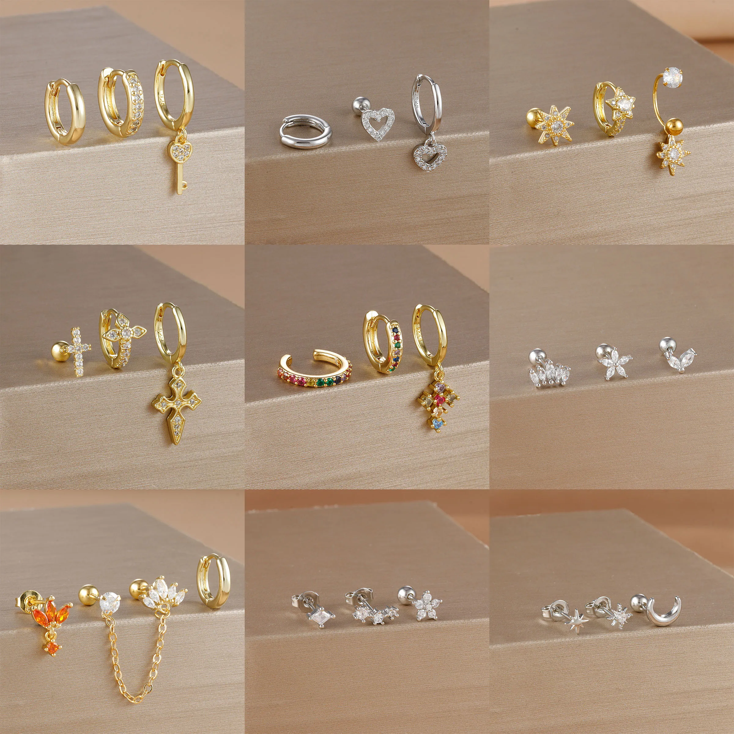 3PCS Neue Ankunft Exquisite Schlüssel-Förmigen Tropfen Ohrringe Für Frauen 14K Gold Überzogene Europäische Und Amerikanische Mode ohr Schmuck