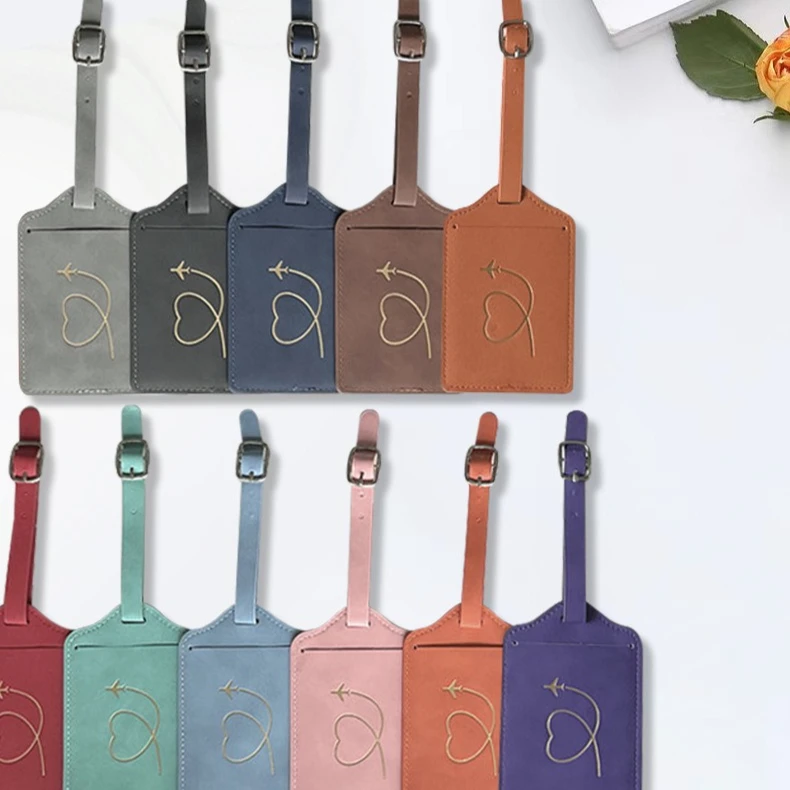 Cute Creative PU Luggage Tag for Women & Men, Suitcase Bag Name ID Address Hang Label Practical Travel Accessory