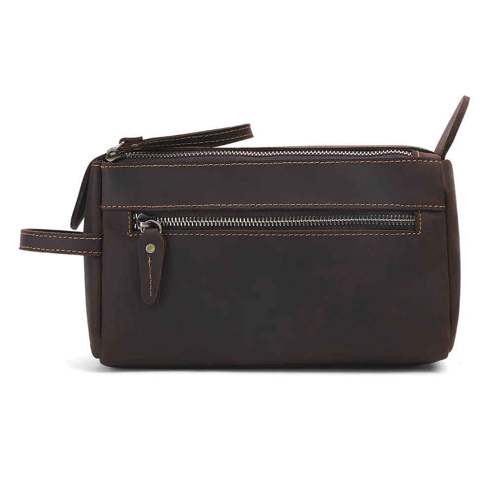 Echt leder Herren Clutch Taschen für Herren Handtasche bilden Toiletten artikel Rindsleder Geschäft große Kapazität Kosmetik Wasch beutel