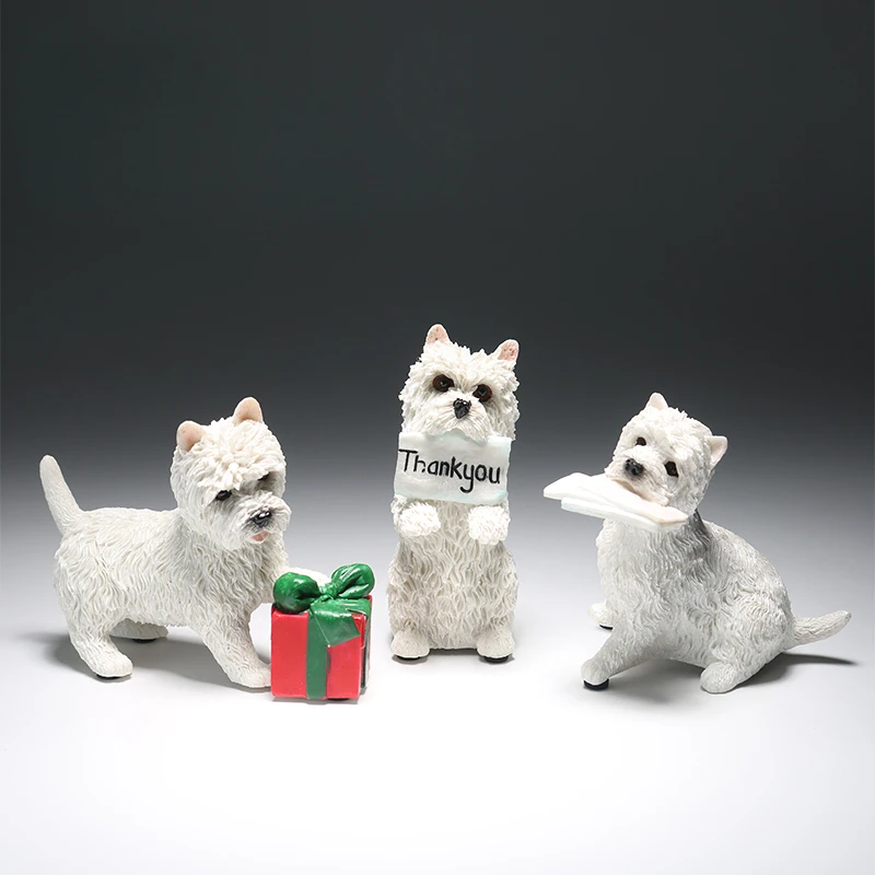 Cão West Highland White Terrier Figuras de ação, modelo de resina, artesanato, móveis para exibição, brinquedo do soldado, presente, escala 1:6