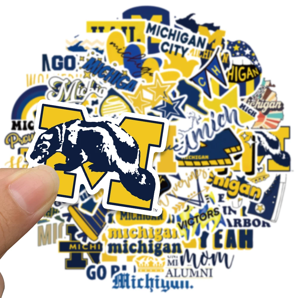 50pcs University of Michigan Stickers Aesthetic Graffiti Decals Laptop Luggage Guitar Skateboard Phone Car Stationery Sticker