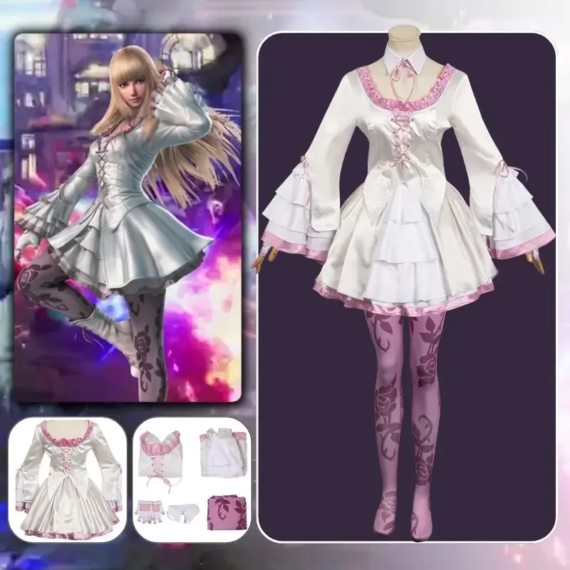 Tekken 8 Lili Cosplay Costume para Mulheres, Disfarce, Vestido Lolita, Fantasia Roleplay, Roupas de Halloween, Roupas de Carnaval, Meninas