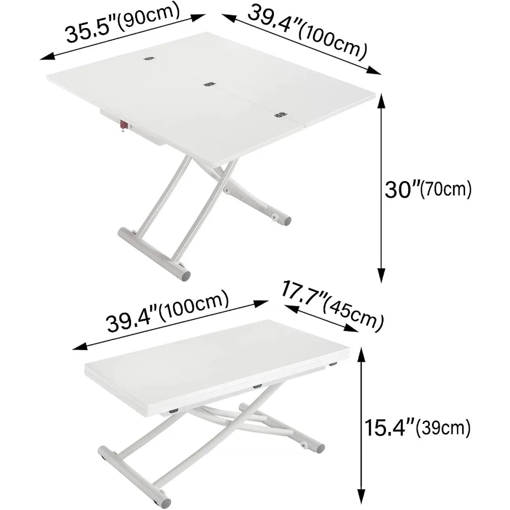 طاولة طعام معدنية قابلة للطي مع وظائف متعددة للمطبخ وغرفة المعيشة - تحويل طاولة القهوة والشاي في المنزل #2