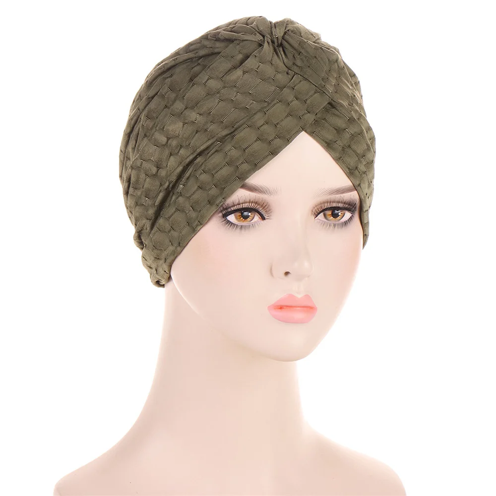 Muslim Women Twist Pleated Cross Hijab Turban Inner Chemo Cap Indain Bonnet Beanie Hair Loss Hat Under Scarf Headwrap Femme New