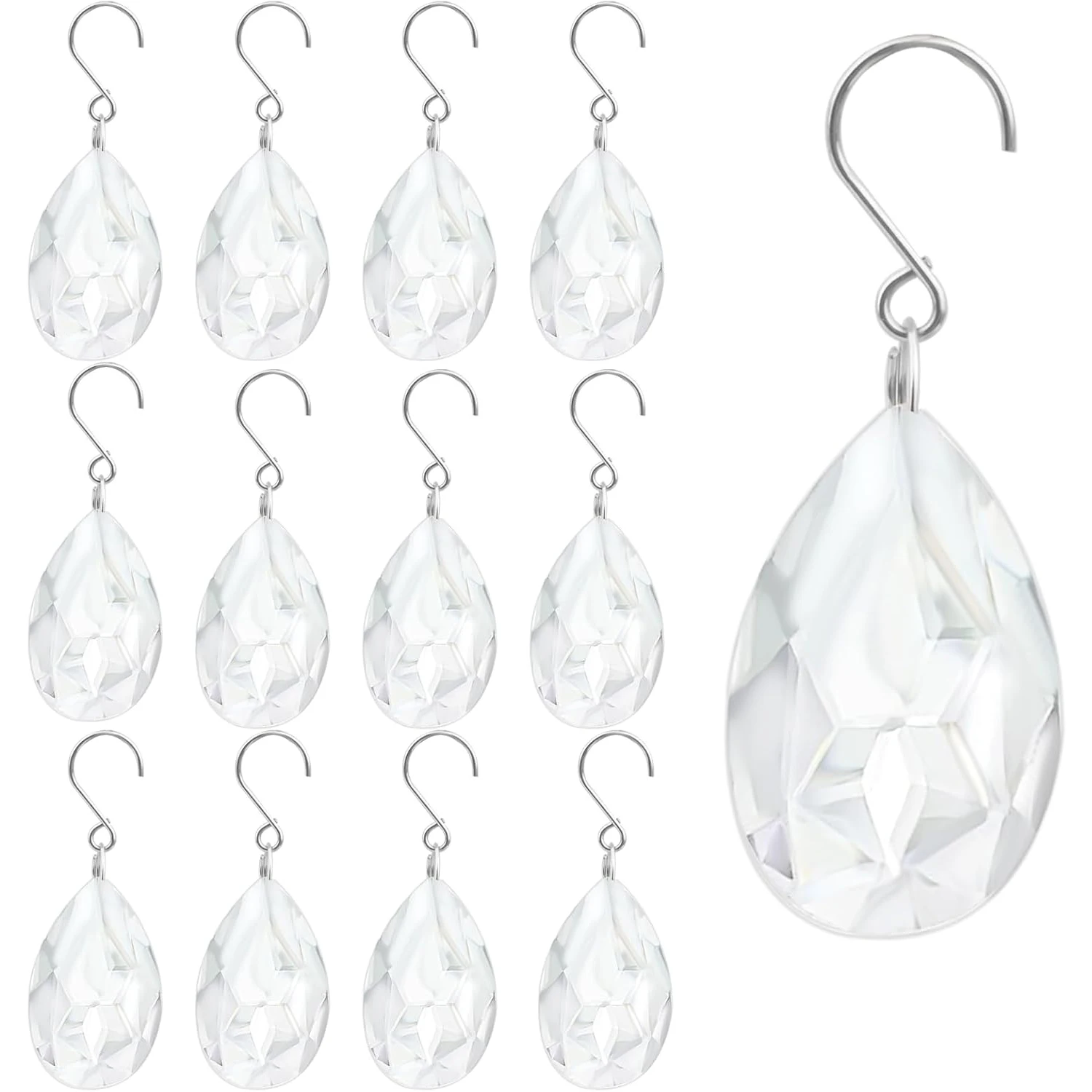 

20 шт. прозрачных хрустальных подвесок-капель для люстр, хрустальные призмы-ловушки для света с крючками, подвесные украшения