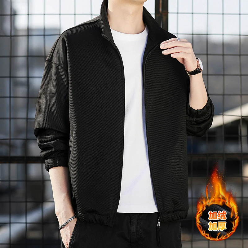 2026 Autumn/Winter Men's Fashion Casual Multi-purpose Solid Collar Loose Fleece Jacket