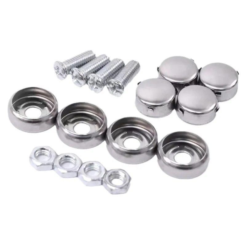 A set car's License plate fixing nut cover buckle stable Anti theft screw motorcycle Buckle firmware stainless steel accessories