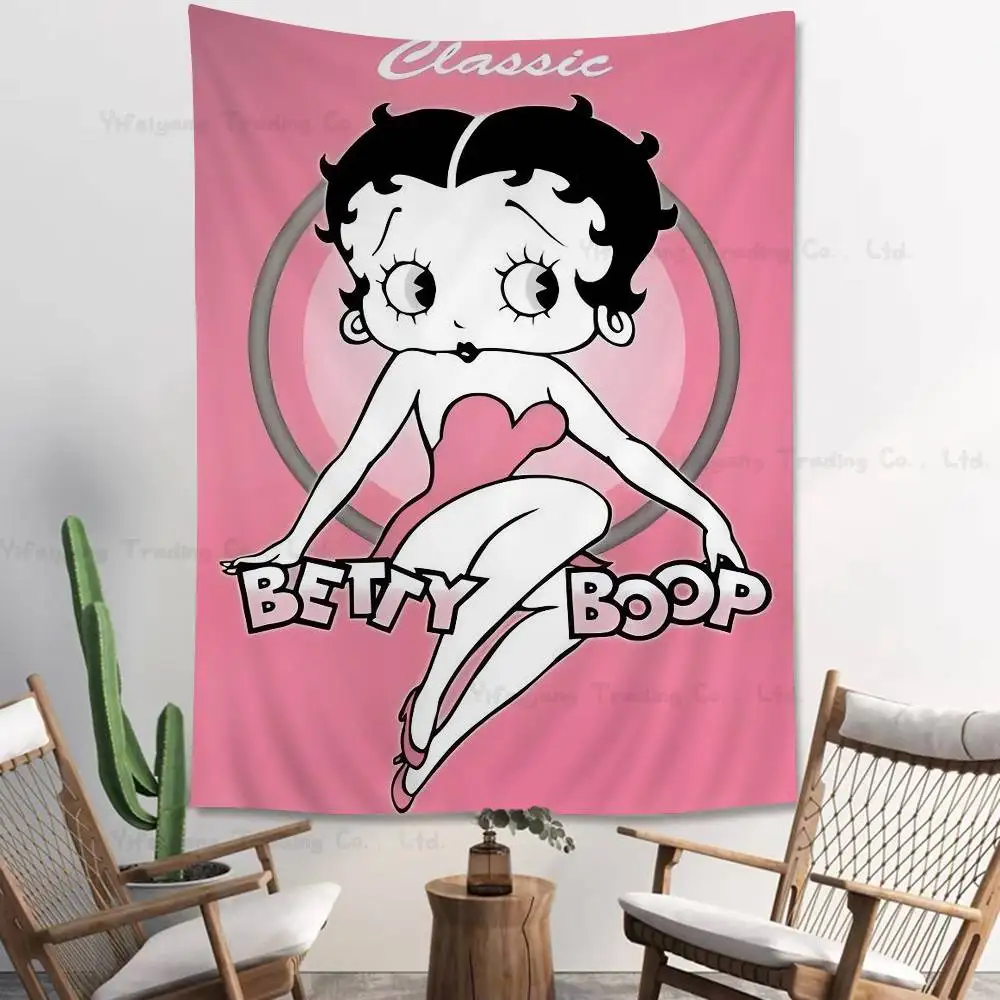 Pretty Cartoon B-Betty B-boop Printed Large Wall Tapestry Art Science Fiction Room Home Decor Decor Blanket