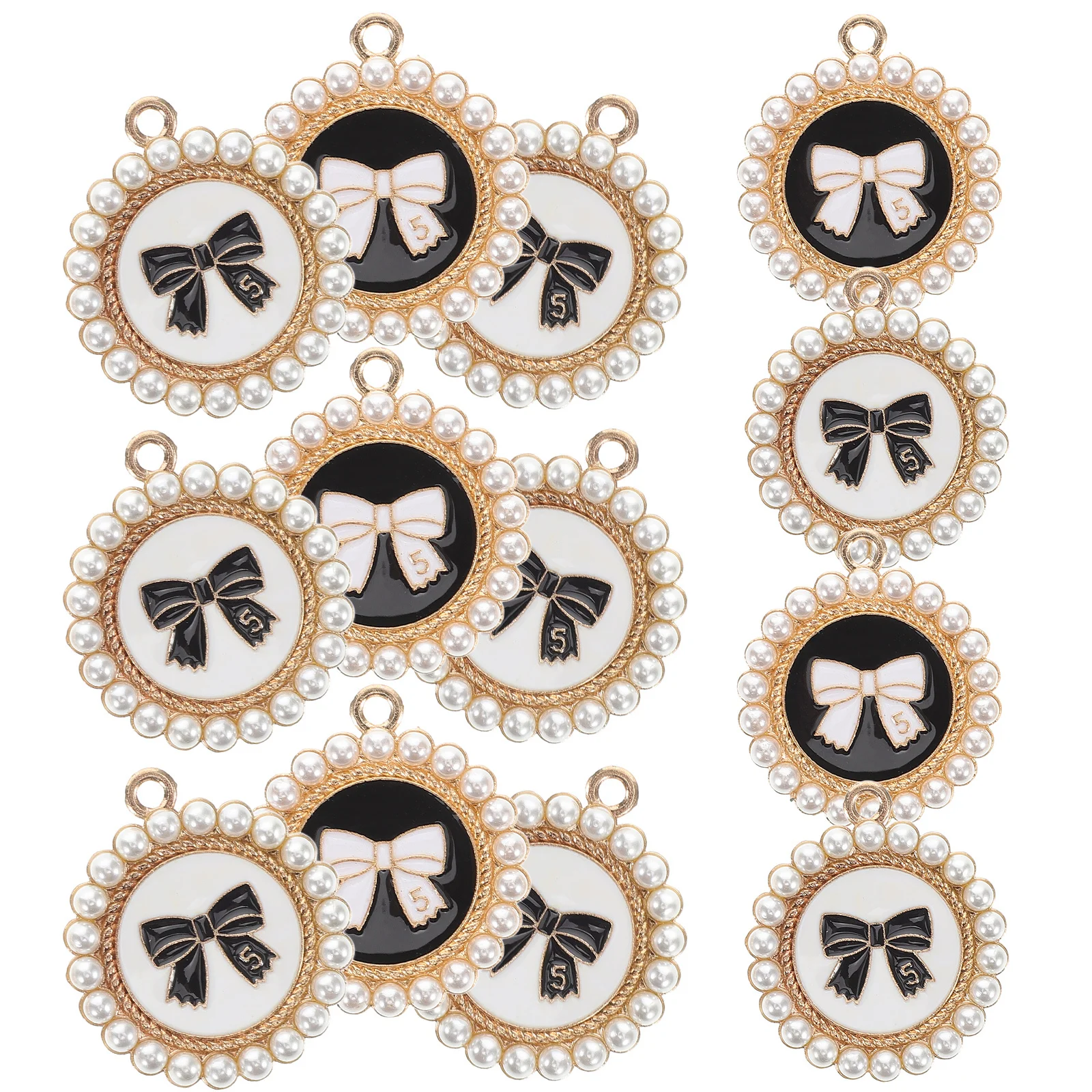 

20Pcs Camellia Pendant Pearl Bowknot Charms Zinc Alloy for DIY Jewelry Making Necklace Bracelet Earrings Keychain Festival Party