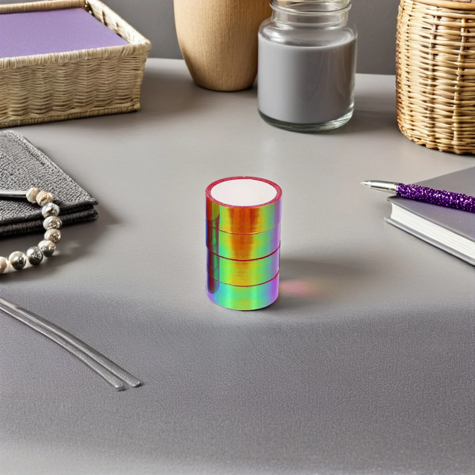 

Rainbow Tape 12 Rolls Colored Film Adhesive Bright High Viscosity PE Material Office Home Packaging Children Christmas