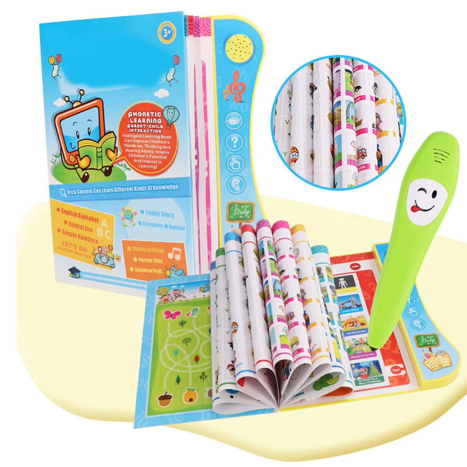 Education Reading Sound Book Interactive Audio Sound Book Talking Pen Book Set Kids Early Educational Learning Electronic