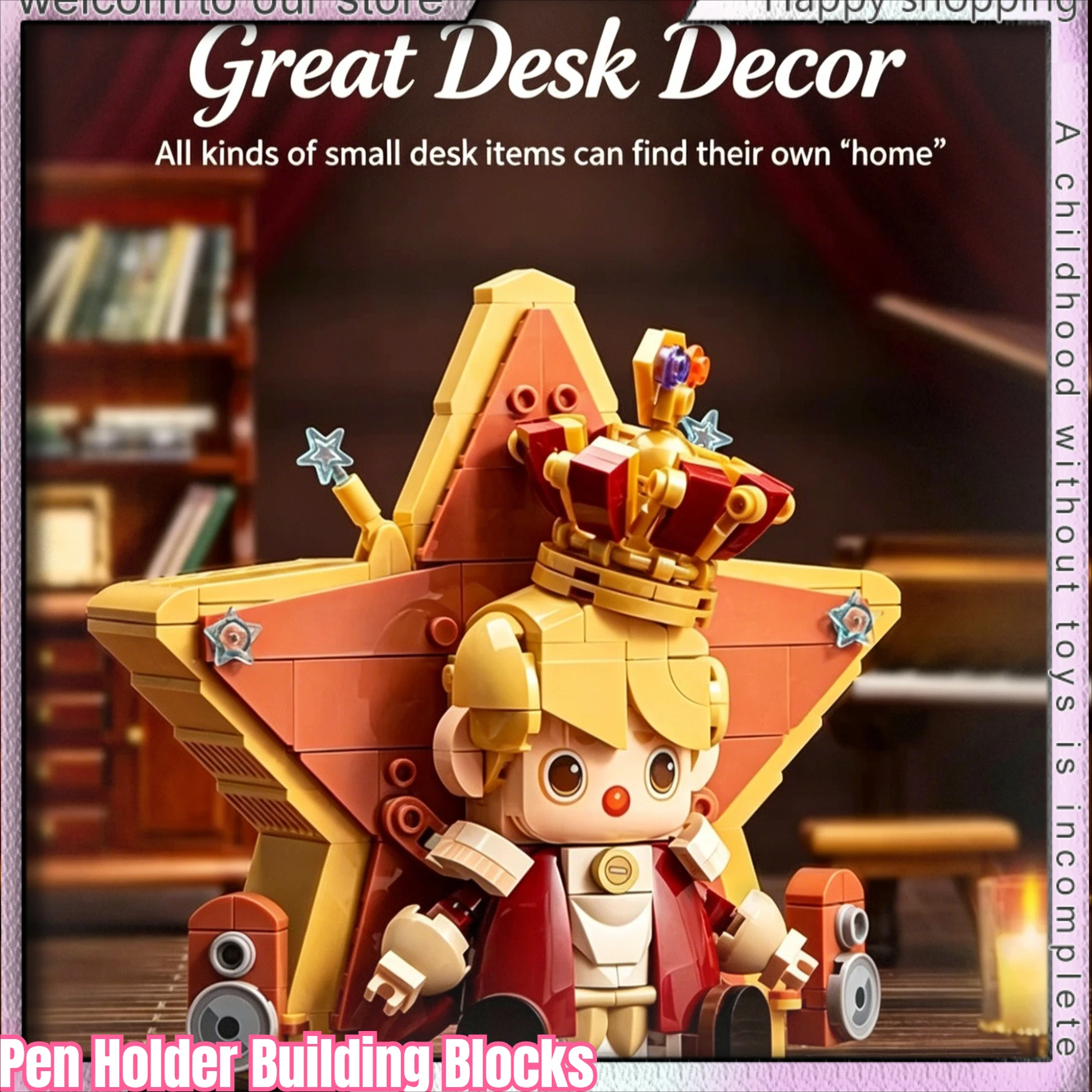PLEYERID Yuanmeng Star Puppet El Principito, Bloques de Construcción, Soporte para Bolígrafos, Modelo de Ensamblaje, Adorno de Escritorio DIY, Regalos, Juguete