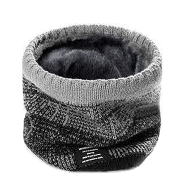 Autumn Winter Scarf Solid Plush Ring Scarf Thickened Double Layer Warm Cashmere Knitted Neck Cover Outdoor Cold Resistant Scarf