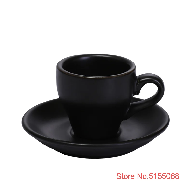 Professional 80ml Espresso Cup And Saucers Set Pure All Black White Strong Coffee Mug Matte Frosted Ceramic ESPRESSO SHOT Tulip