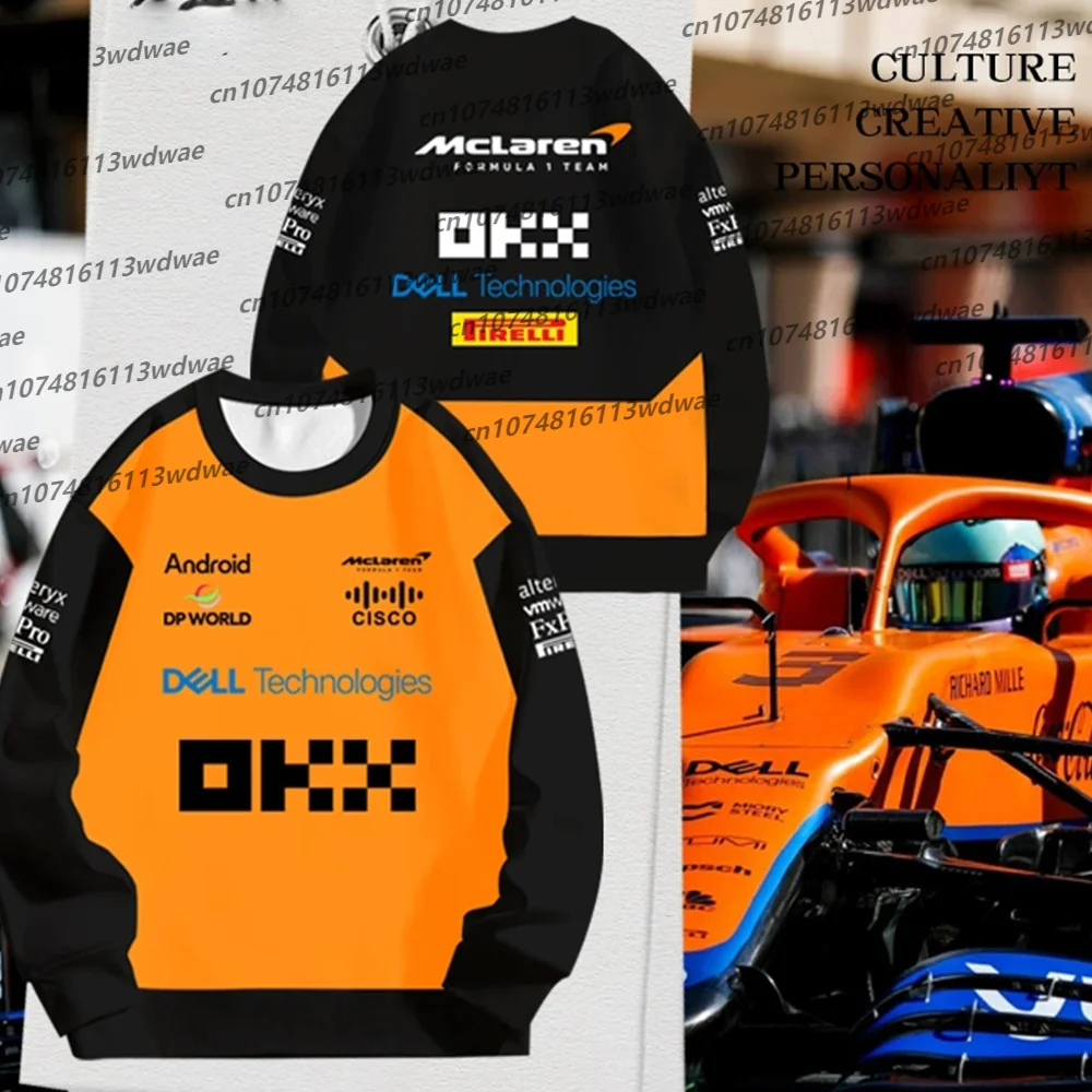 

Formula 1 Team Uniform Car Fan Racing Suit.McLaren.full Of Printed Crew Neck Sweater Pullover Men Women Long-sleeved Clothes