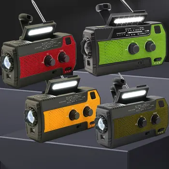 4000mah tempo de emergência rádio fm power bank manivela solar carregamento usb rádio fm am noaa lanterna led lâmpada leitura