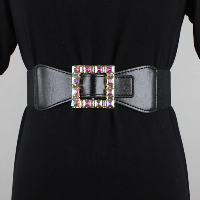 حجر الراين مشد حزام أنثى فتاة مصمم فاخر واسعة مطاطا Cummerbund أحزمة أنيقة للنساء فستان الشرير القوطية حزام الخصر