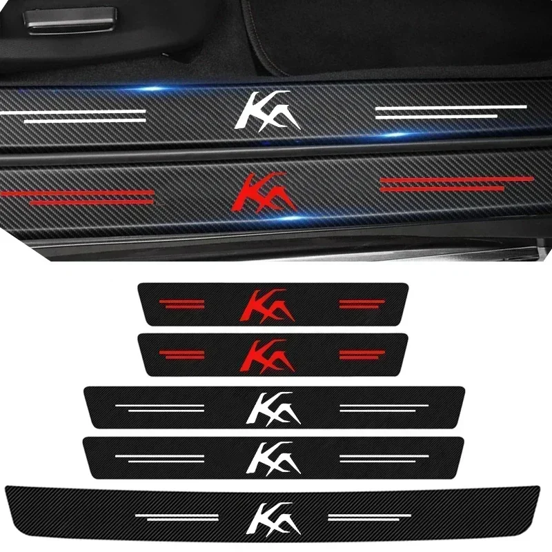 Car Trunk Bumper Sticker Door Sill Threshold Protector Pad For KA Badge 2023 Carbon Fiber Door Pedal Anti-Scratch Cover