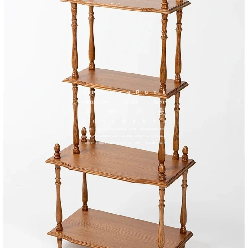 Vintage Ash Wood Household Solid Wood Floor Storage Rack