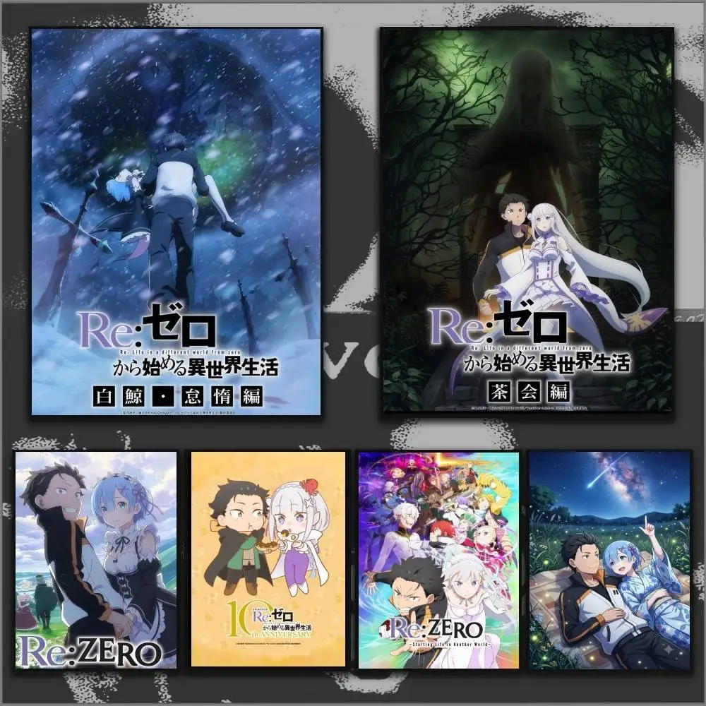 Anime R-ReZERO Starting Life Subaru Rem  Classic Vintage Posters HD Quality Wall Art Retro Posters for Home Room Wall Decor