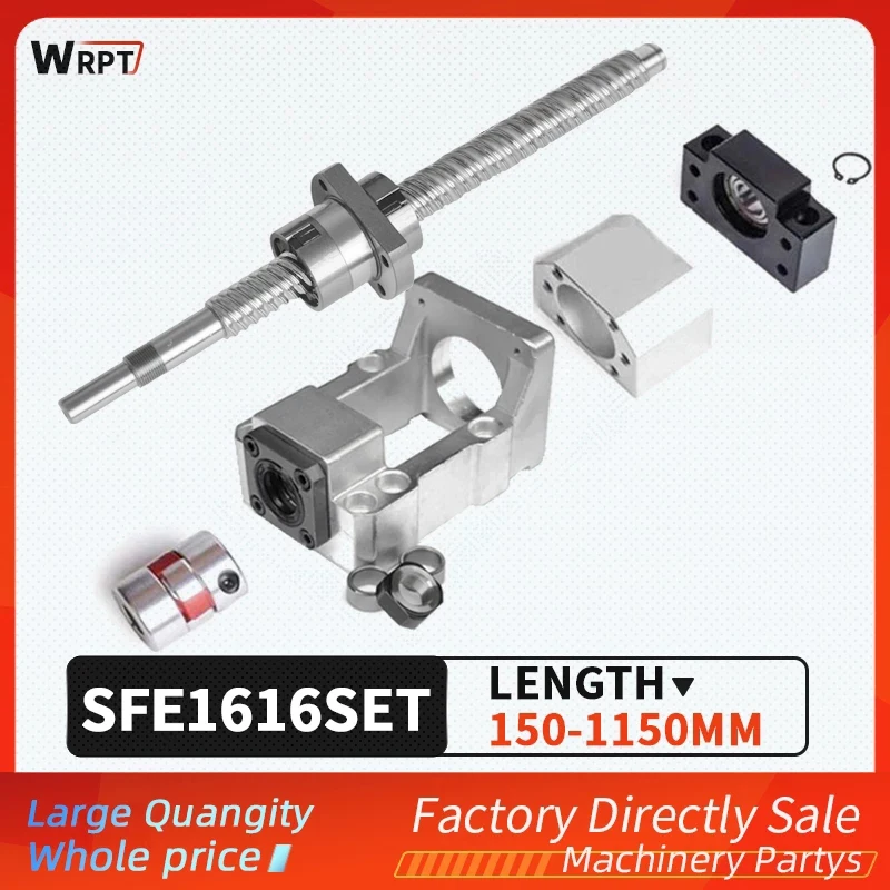 Ball Screw SFU1616 + SFE Nut + HM12-57 / 12-60 (Cast Aluminum) + BF12 + coupling XB30*40 + DSG16H, L = 200MM-1150MM