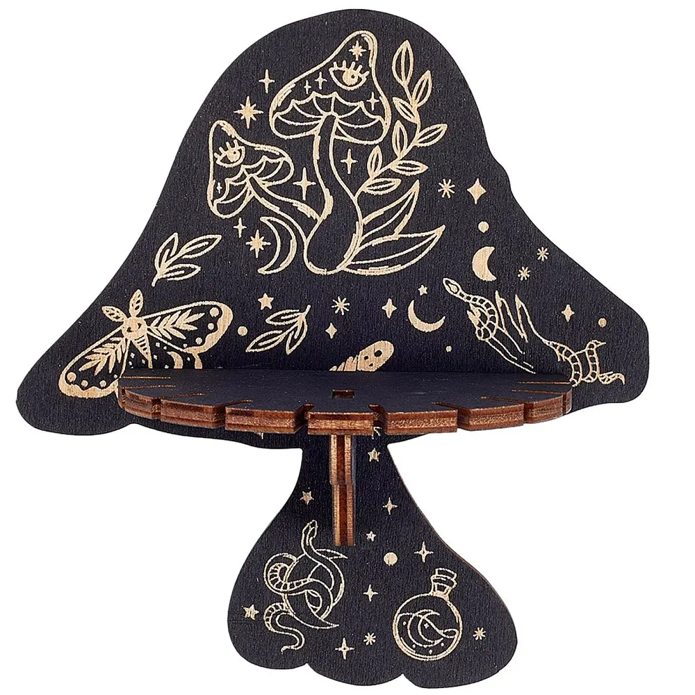 Shelf Display Wooden Wall Shelf Mushroom Moth Floating Shelves Dowsing Pendulum Holder Stand Witchy Stuff Storage for Hanging