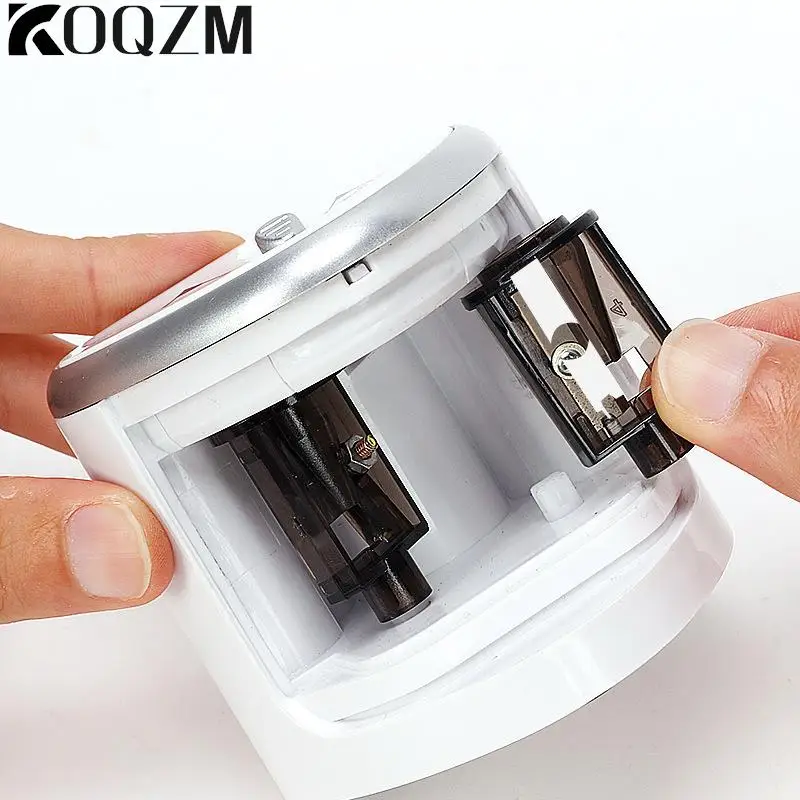 2PCS Multifunctional Automatic Two-hole Electric Switch Pencil Sharpener Spare Blades Home Office Pencils Art Drawing Supplies