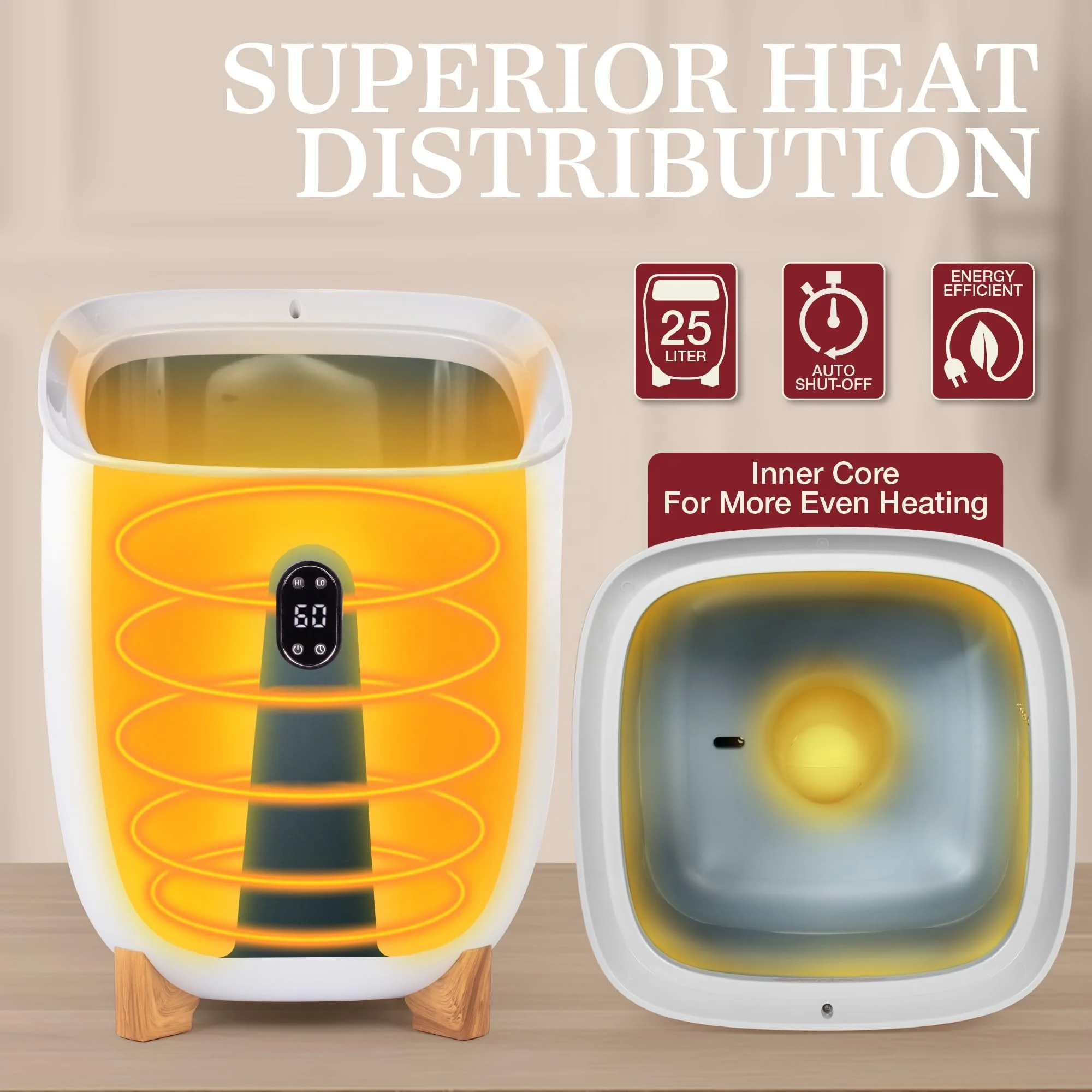 Smart Towel Warmer Bucket With Safe Heating Timer Compact Size CE Approved Bathroom Accessory