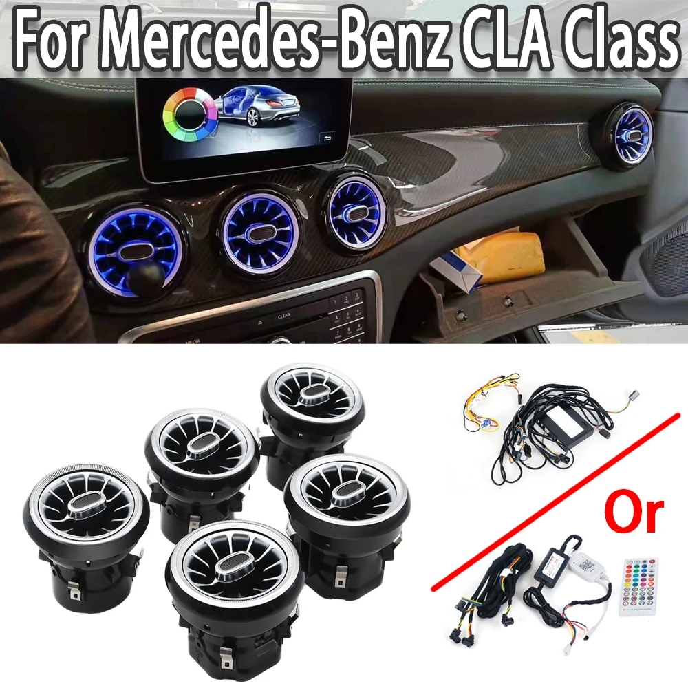 LED Air Condition Vent Outlet Turbine Atmosphere Lamp Ambient Light Car Accessories For Mercedes Benz CLA Class
