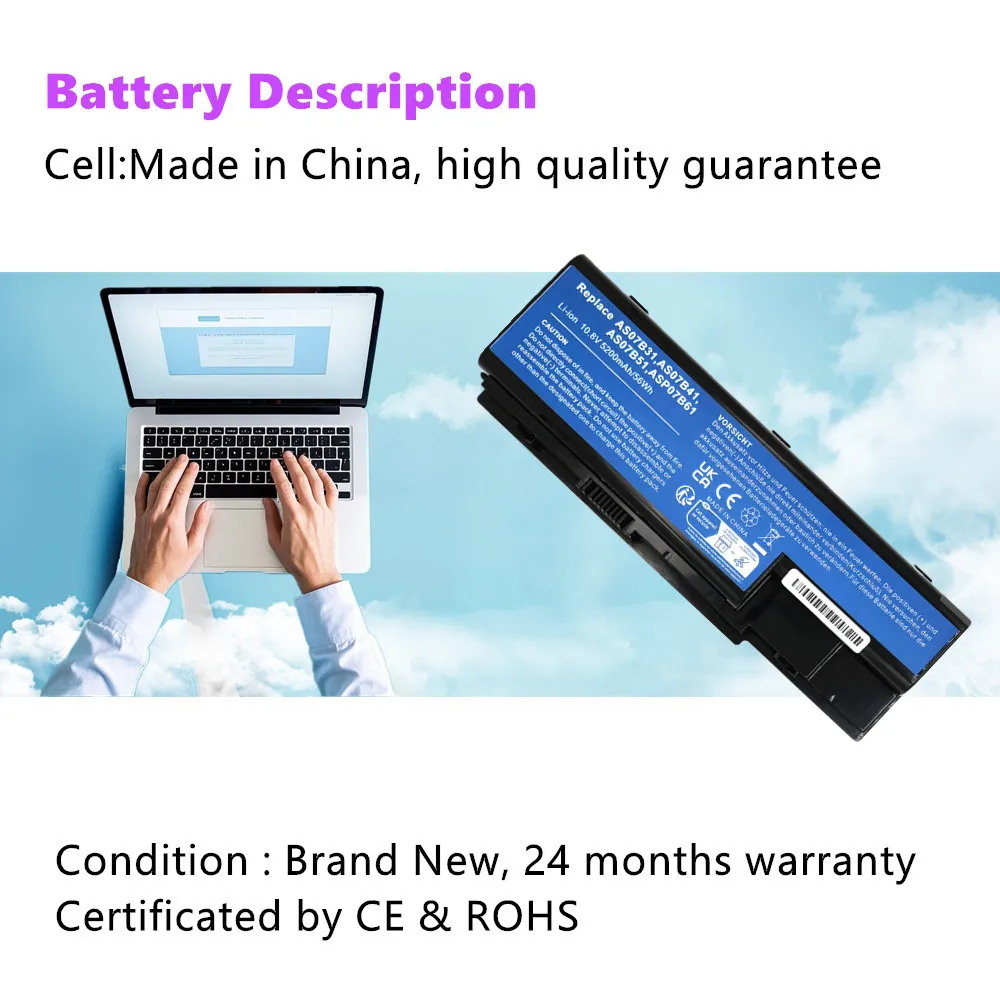 

AK.006BT.019 AS07B31 AS07B32 AS07B41 AS07B42 Аккумулятор для ноутбука ACER Aspire 5220 5230 5920G 7720Z 5235 6930G 5315 5520 7735Z